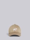 THOM BROWNE THOM BROWNE CAMEL COTTON TWILL LION ICON BASEBALL CAP,MHC328D0378814775186