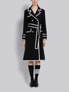 Thom Browne Tipped Crepe Belted Trench Coat Dress In Black