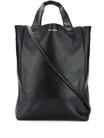 Acne Studios Lambskin Crinkle Tote Bag In Black