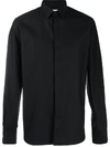 Saint Laurent Leopard Jacquard Silk Shirt In Black