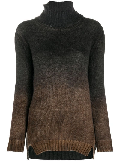 Avant Toi Faded Effect Roll-neck Jumper In Brown