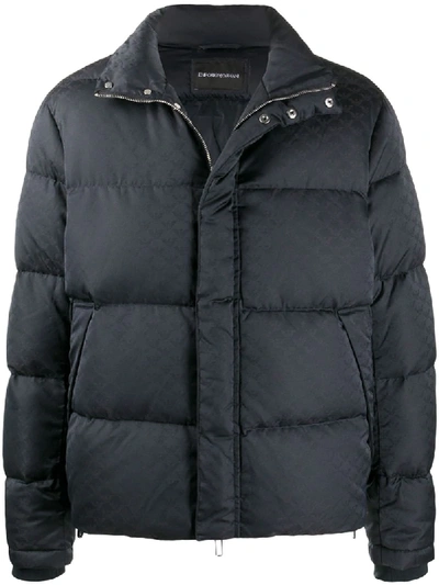 Emporio Armani Puffer Down Jacket In Blue