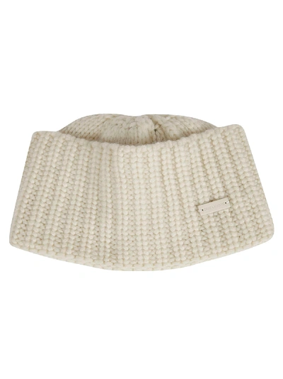 Saint Laurent Ribbed Knit Beanie In White