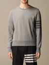 THOM BROWNE COTTON SWEATER WITH BANDS,11475780