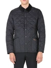 Barbour 'heritage Liddesdale' Black Jacket With Classic Corduroy Collar And Logo Lettering On The Front In T In Nero
