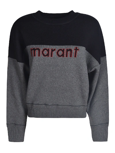 Isabel Marant Étoile Embroidered Logo Knit Jumper In Grey