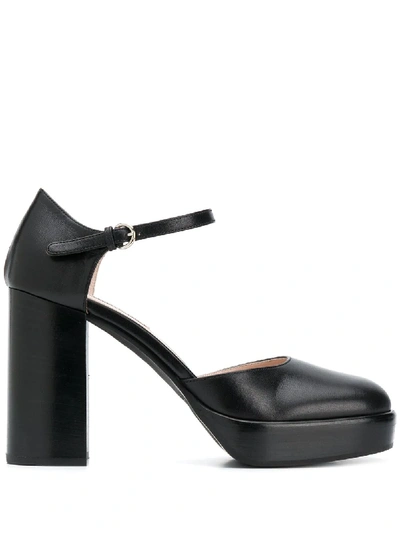 Miu Miu Block Heel Square-toe Pumps In Schwarz