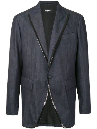 Dsquared2 Single-breasted Blazer With Sequin Edging In Black