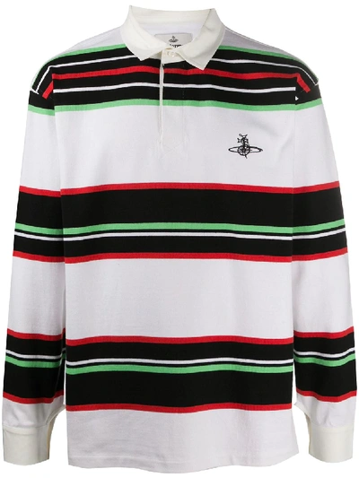 Vivienne Westwood Striped Print Polo Shirt In Neutrals