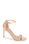 Stuart Weitzman Nudistsong Ankle Strap Sandal In Rose Gold