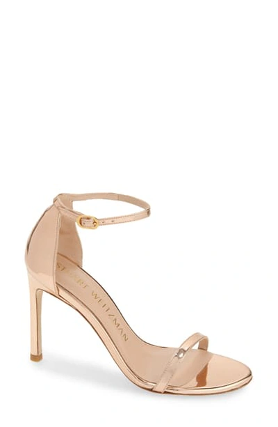 Stuart Weitzman Nudistsong Ankle Strap Sandal In Rose Gold