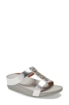 Fitflop Fino Sparkle Wedge Slide Sandal In Silver