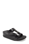 Fitflop Fino Sparkle Wedge Slide Sandal In All Black