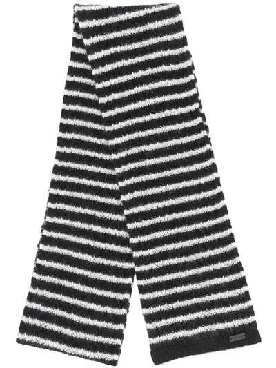 Saint Laurent Maille Mariniere Knit Scarf In Black,white