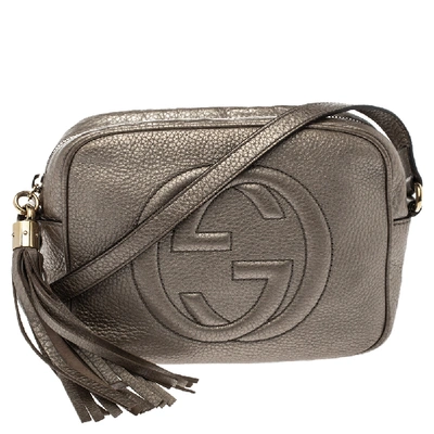 Pre-owned Gucci Metallic Beige Leather Soho Disco Crossbody Bag