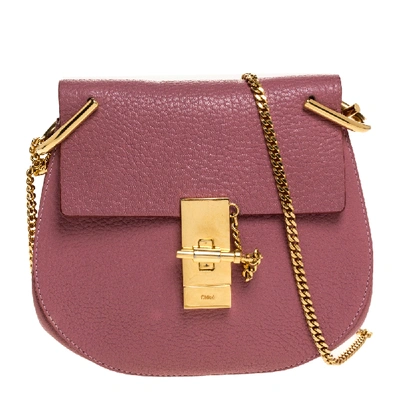 Pre-owned Chloé Pink Leather Mini Drew Shoulder Bag