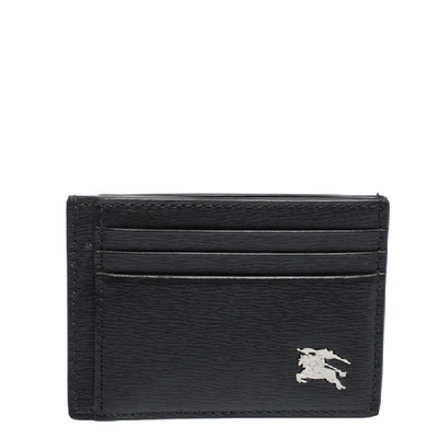 Pre-owned Burberry Black Leather Equestrian Knight Device Card Holder