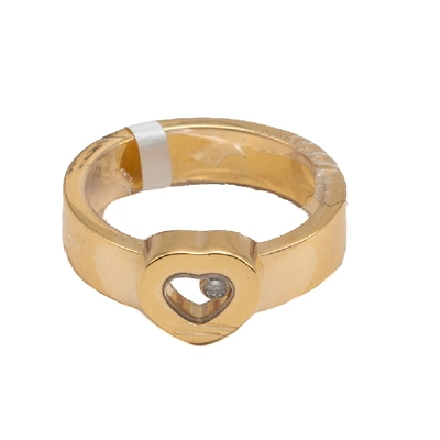 Pre-owned Chopard Yellow Gold Heart Happy Diamond Ring Size 64