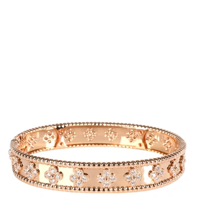 Pre-owned Van Cleef & Arpels Perlee Clover 18k Rose Gold Diamond Bracelet