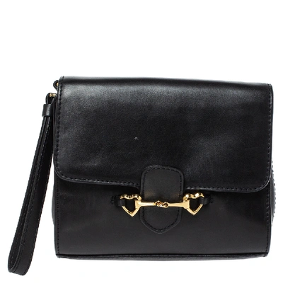 Pre-owned Moschino Black Leather Wristlet Clutch