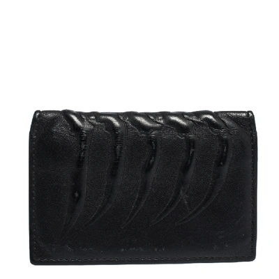 Pre-owned Alexander Mcqueen Black Leather Rib Cage Bifold Card Holder