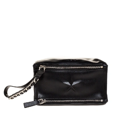 Pre-owned Givenchy Black Leather Pandora Wristlet Clutch