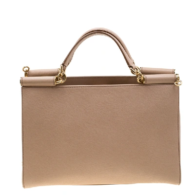 Pre-owned Dolce & Gabbana Dolce And Gabbana Beige Leather Miss Sicily Top Handle Bag