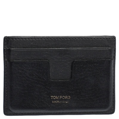 Pre-owned Tom Ford Black Leather T Line Card Holder
