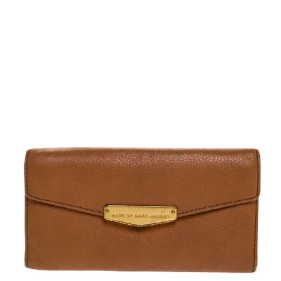 Pre-owned Marc By Marc Jacobs Tan Soft Leather Flap Trifold Continental Wallet