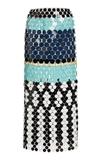 PACO RABANNE COLOR-BLOCK OVERSIZED SEQUINED SKIRT,808910