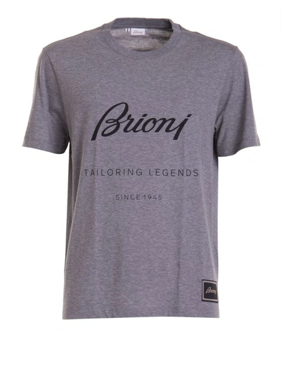 Brioni Logo T-shirt In Grey