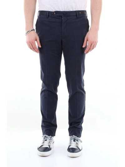 Pt01 Super Slim Fit Solid Color Trousers In Blue