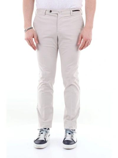 Pt01 Super Slim Fit Trousers In Cream Color In Neutral