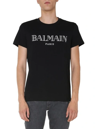 Balmain Men's Short Sleeve T-shirt Crew Neckline Jumper In Black