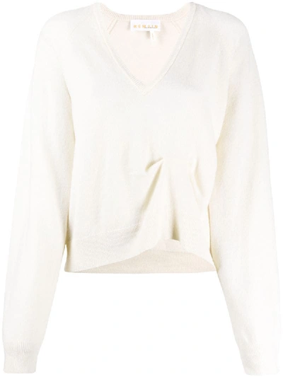 Remain Pinched Detail Wool Jumper In White