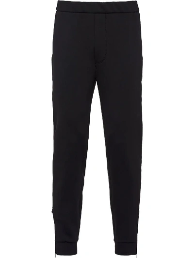Prada Technical Fleece Track Trousers In Black