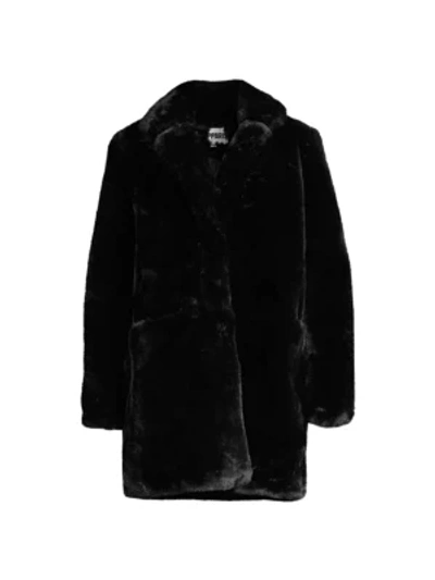 Apparis Sasha Medium Faux-fur Coat In Noir