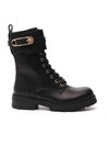 VERSACE VERSACE MEDUSA SAFETY PIN BUCKLE COMBAT BOOTS