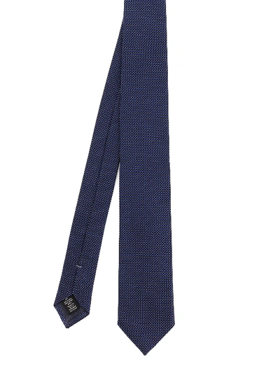 Ermenegildo Zegna Textured Embroidered Silk Tie In Blue