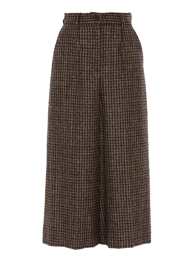 Dolce & Gabbana Check Tartan Wide Leg Pants In Multicolor