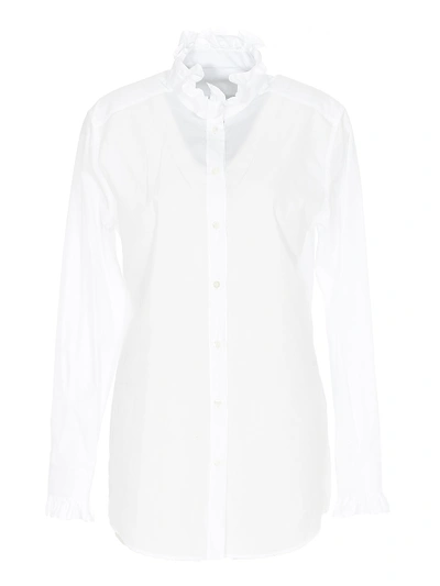 Dolce & Gabbana Ruffled-collar Long Shirt In White