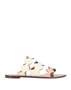 Chloé Flat Wave Mixed Slide Sandal In Beige