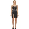 HERON PRESTON BLACK BELTED SATIN CRÊPE DRESS