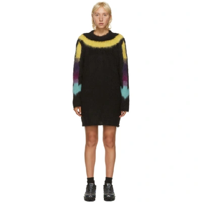 Off-white Arrows Fuzzy Knitted Mini Dress In Black