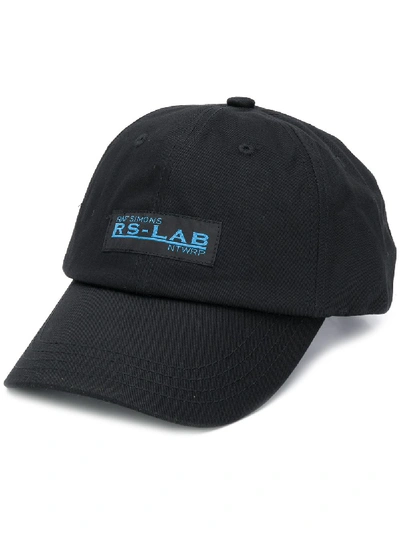 Raf Simons Logo-embroidered Cotton Cap In Black