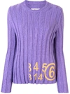 MM6 MAISON MARGIELA EMBROIDERED NUMBER PRINT RIB-KNIT TOP