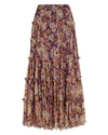 ZIMMERMANN Ladybeetle Tiered Lurex Midi Skirt,060058719743