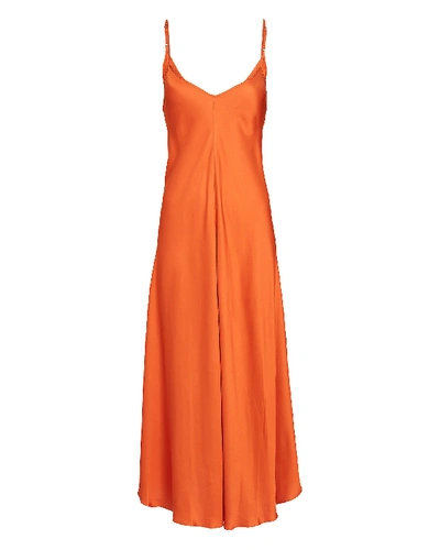 L Agence L'agence Lorraine Midi Slip Dress In Orange