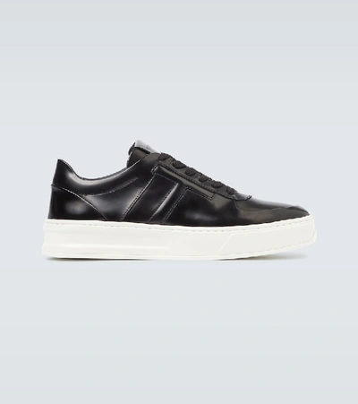 Tod's Logo-embossed Leather Trainers In Black