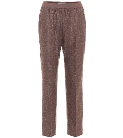 Agnona Kids' Mohair And Wool-blend Straight Trousers In Brown